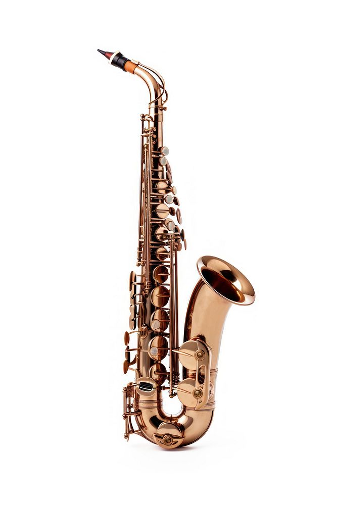 Saxophone white background saxophonist performance. AI generated Image by rawpixel.