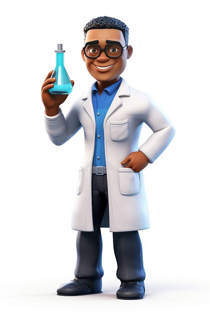 Scientist holding cartoon protection. AI generated Image by rawpixel.