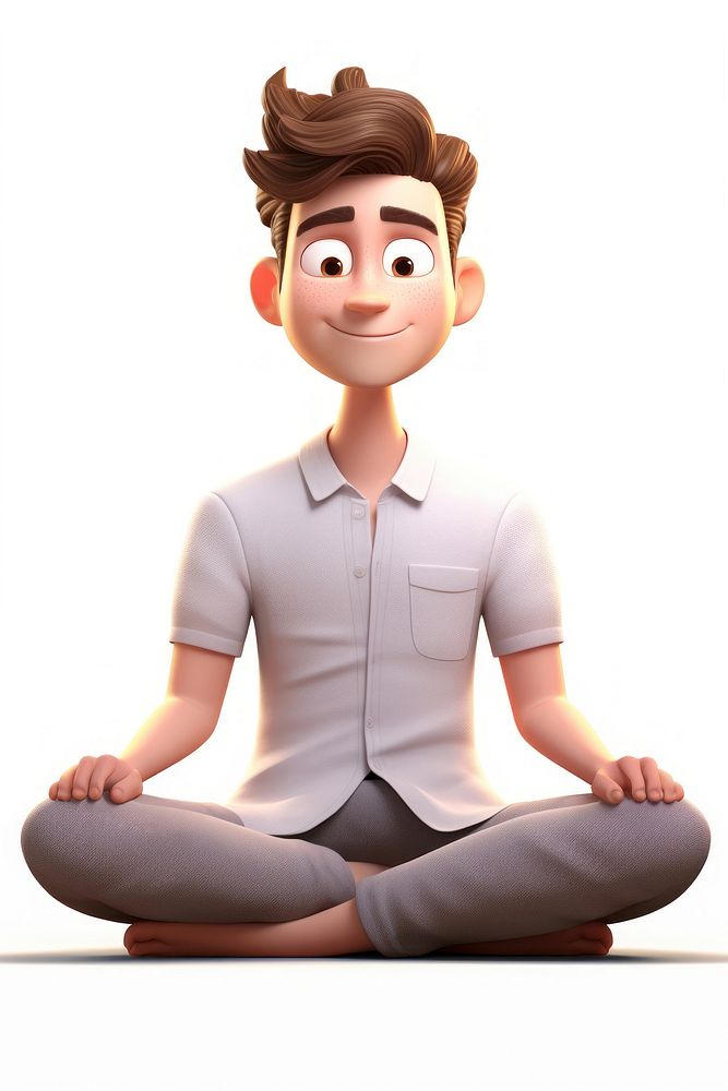 Sitting cartoon adult yoga. AI generated Image by rawpixel.