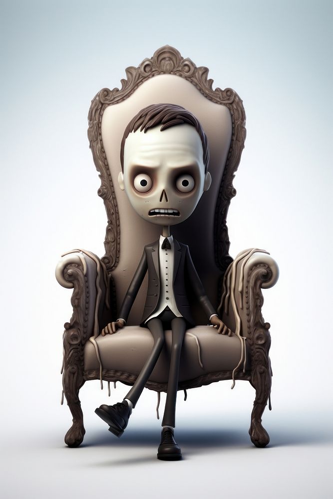 Creepy Victorian chair cartoon representation. AI generated Image by rawpixel.