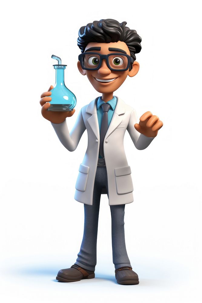 Scientist science cartoon white background. AI generated Image by rawpixel.