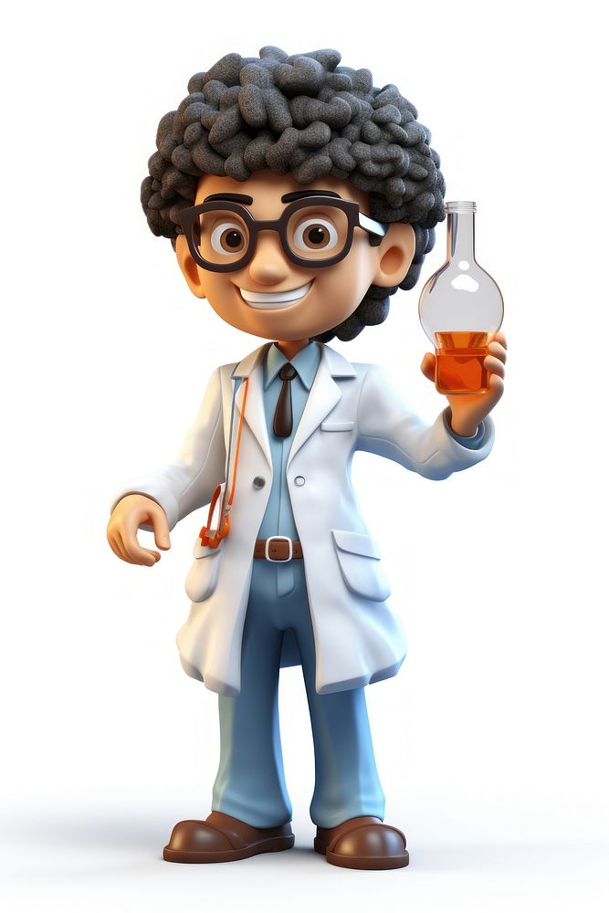 Scientist science cartoon white background. 