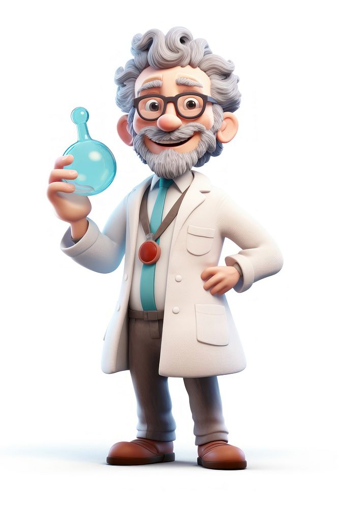 Scientist cartoon white background chemistry. AI generated Image by rawpixel.