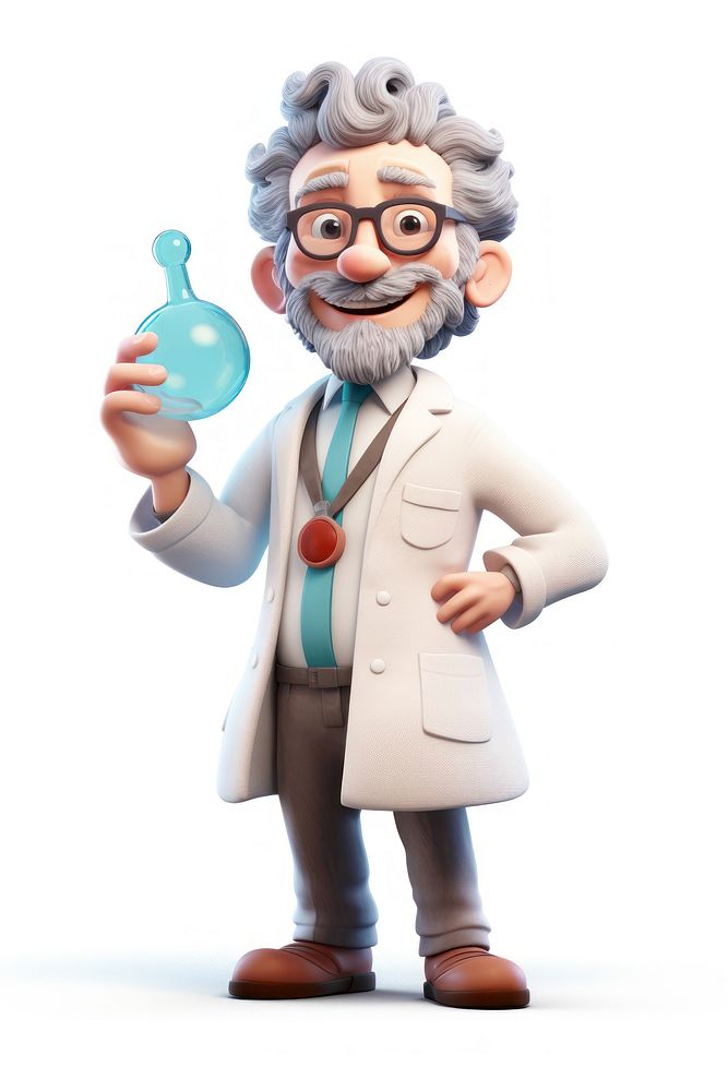 Scientist cartoon white background chemistry. 