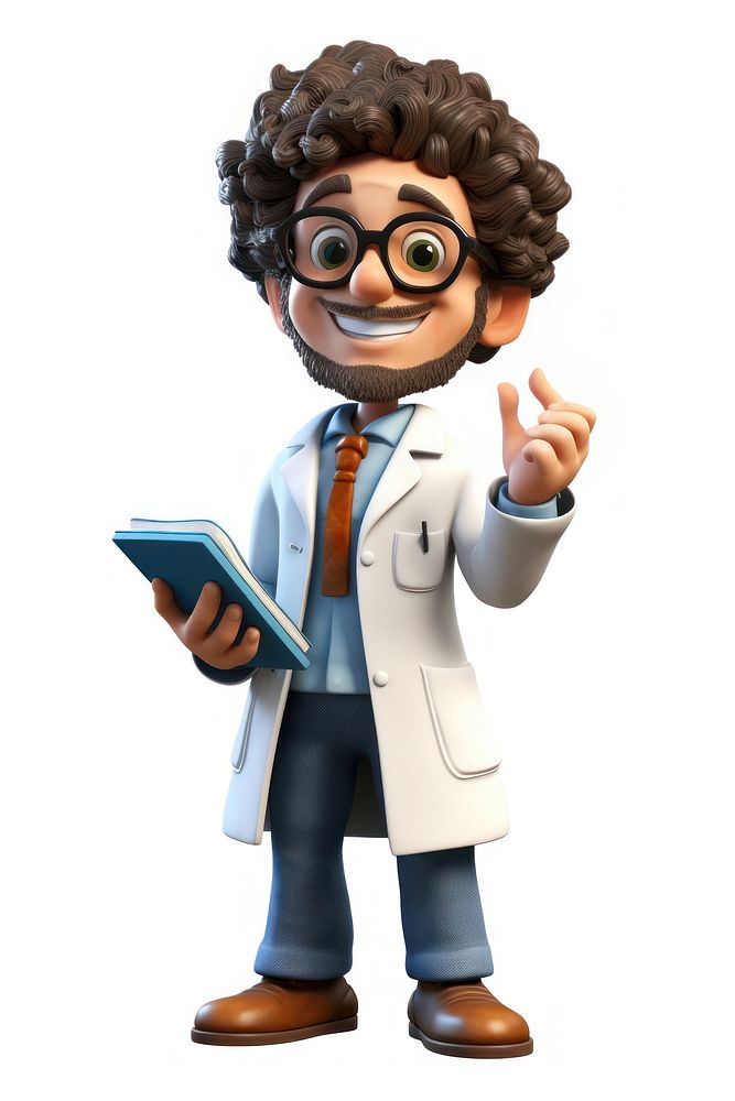 Scientist cartoon white background stethoscope. AI generated Image by rawpixel.