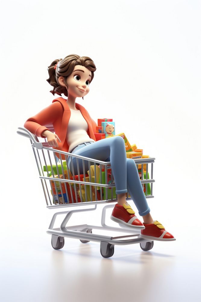 Supermarket shopping sitting cartoon. AI generated Image by rawpixel.
