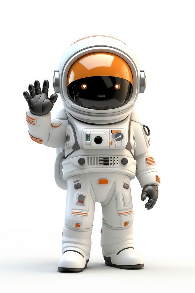 Astronaut cartoon robot white background. 