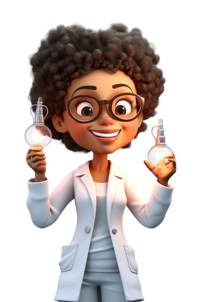 Scientist portrait cartoon light. 