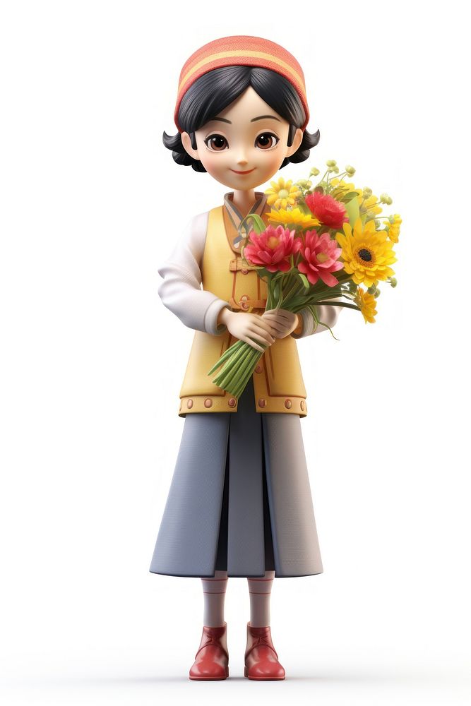 Flower figurine cartoon blossom. AI generated Image by rawpixel.