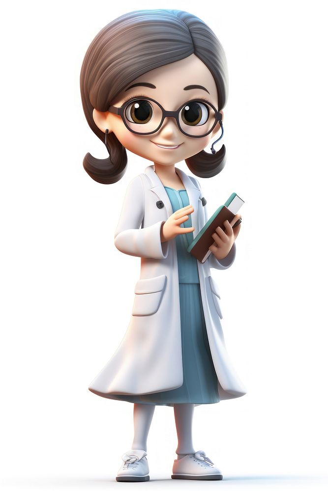 Stethoscope scientist cartoon white background. AI generated Image by rawpixel.