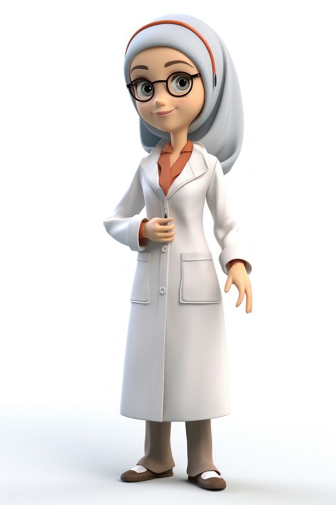 Scientist cartoon white background protection. AI generated Image by rawpixel.