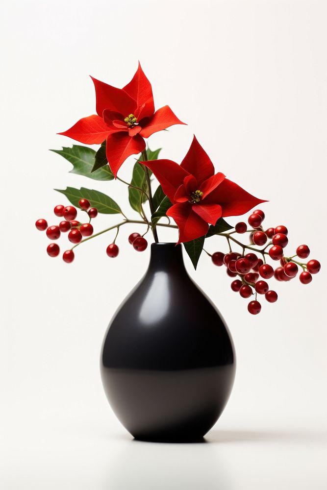 Flower vase christmas plant. AI generated Image by rawpixel.