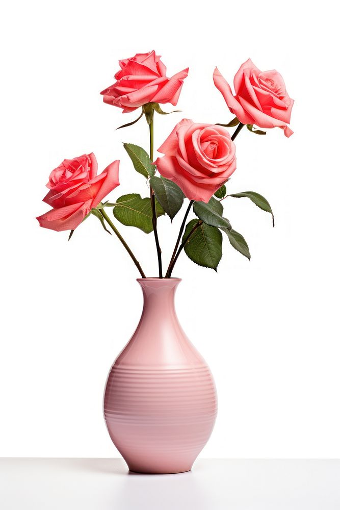 Vase rose flower plant. 