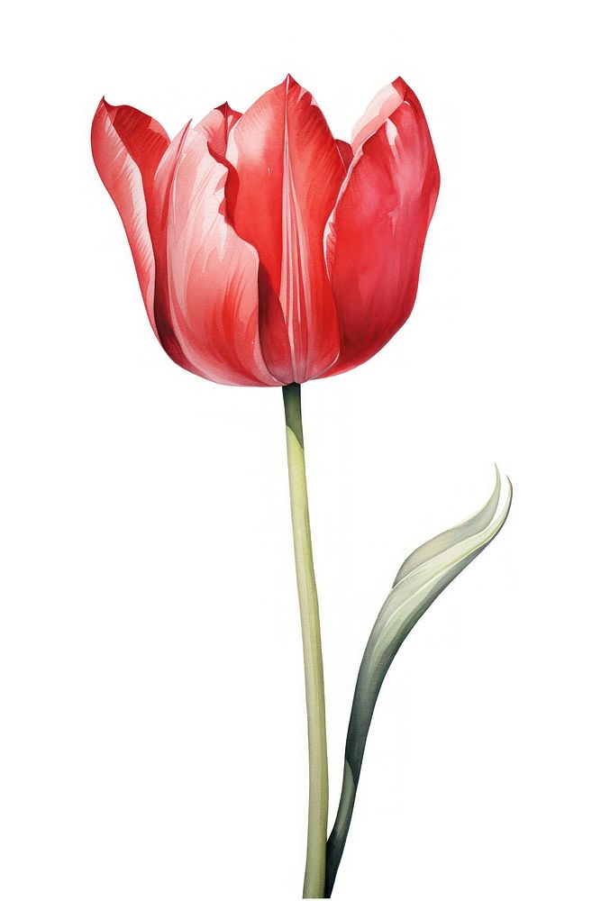 Tulip flower plant white background. 