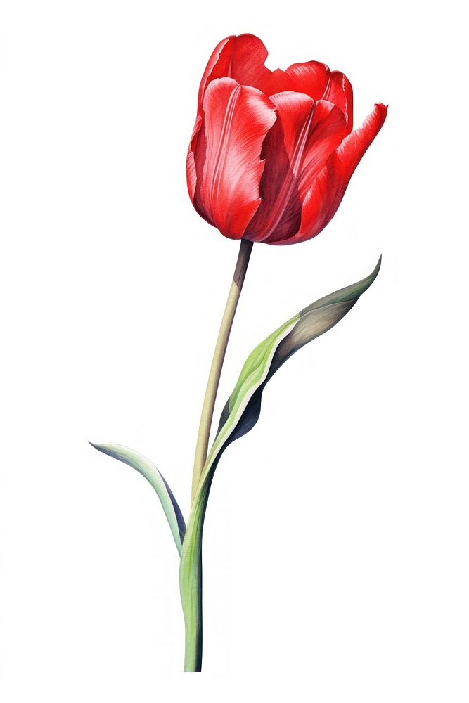 Tulip flower plant white background. 