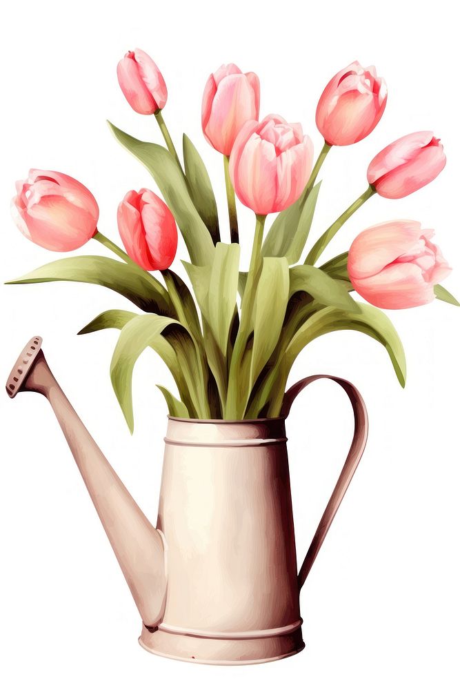 Tulips flower plant pink. AI generated Image by rawpixel.