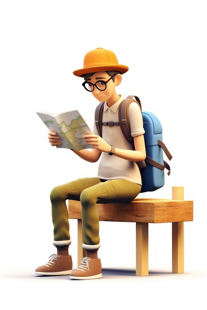 Reading sitting cartoon travel. AI generated Image by rawpixel.