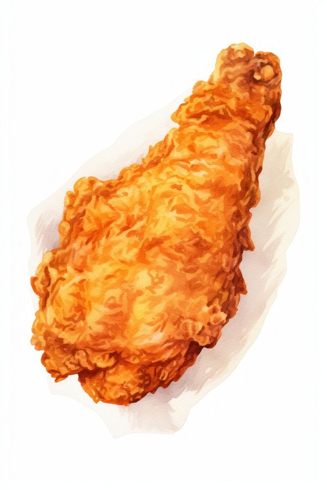 Fried food white background fried chicken. AI generated Image by rawpixel.