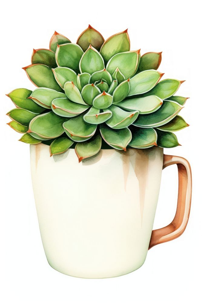 Little jewel cactus plant cup ceramic. AI generated Image by rawpixel.