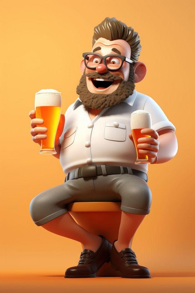 Portrait glasses drink beer. AI generated Image by rawpixel.