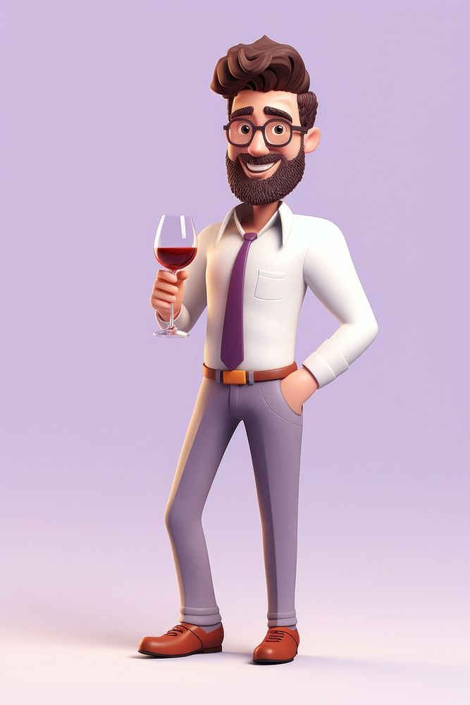 Cartoon glass wine refreshment. AI generated Image by rawpixel.