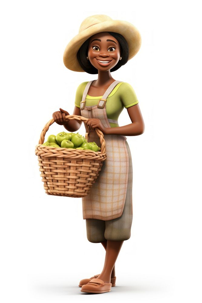 Basket vegetable holding cartoon. AI generated Image by rawpixel.