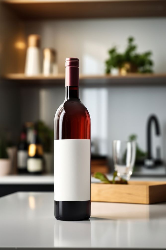 Bottle wine kitchen label. AI generated Image by rawpixel.