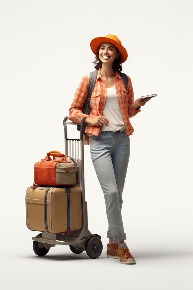 Suitcase luggage smiling travel. AI generated Image by rawpixel.