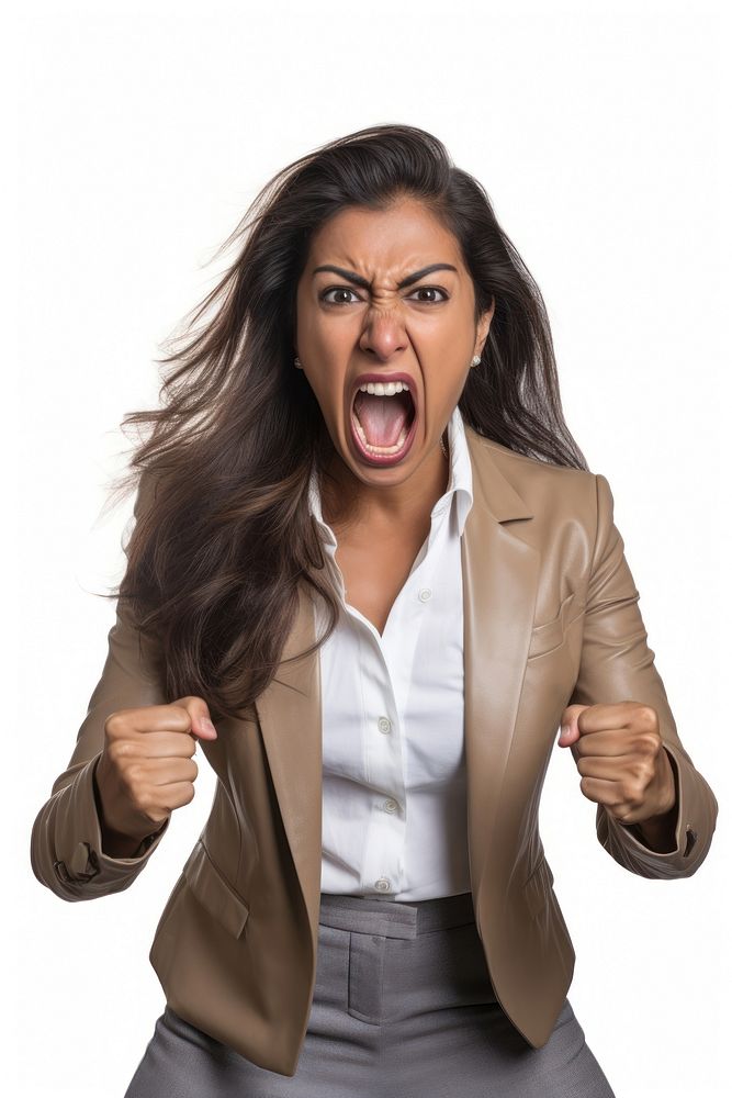 Shouting adult women white background. AI generated Image by rawpixel.