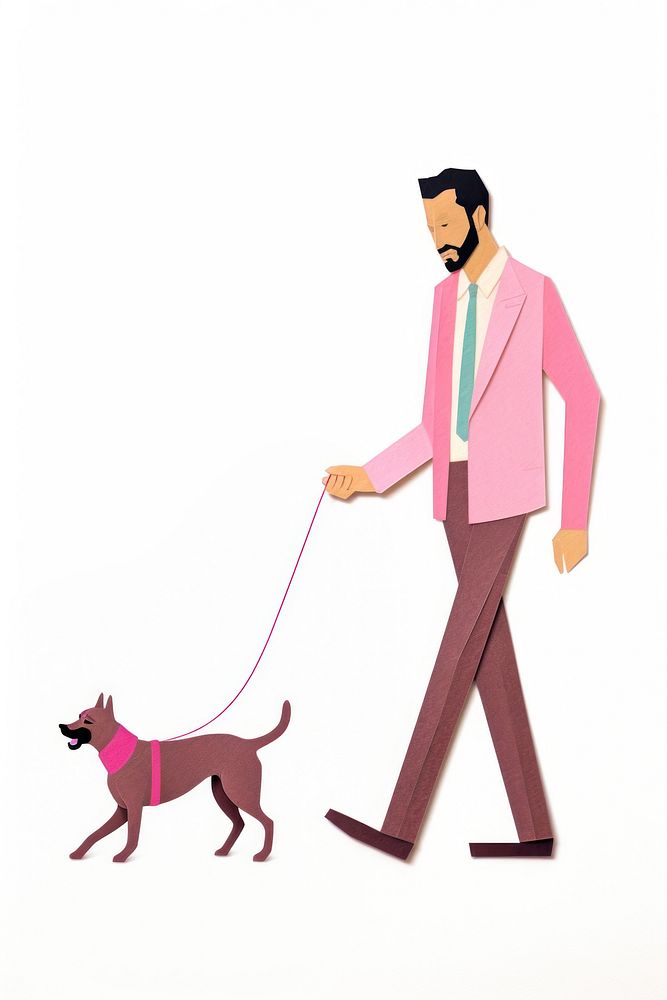 Leash dog walking mammal. AI generated Image by rawpixel.