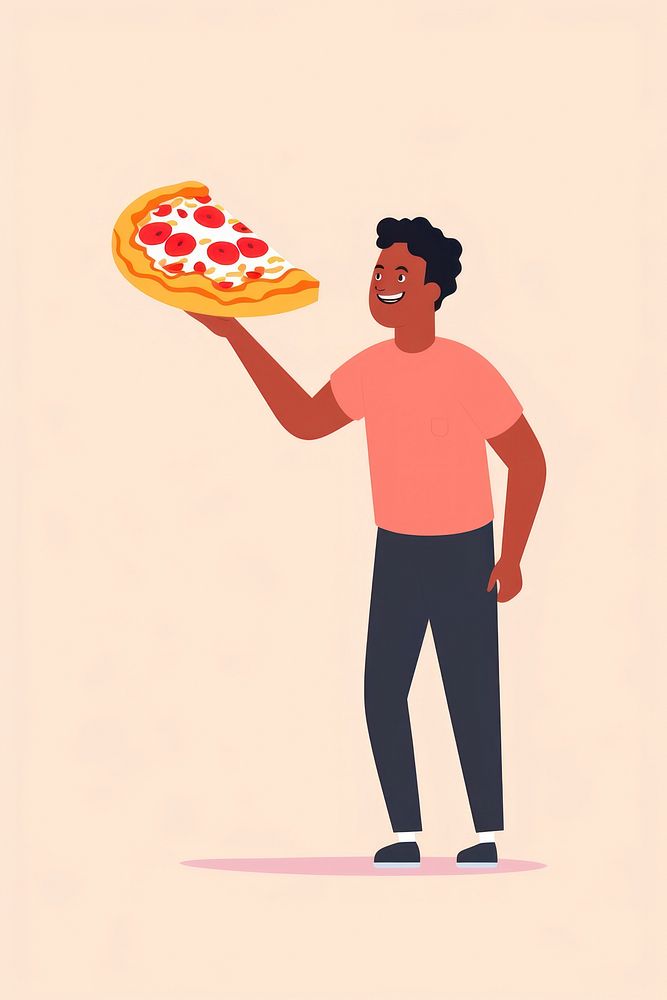 Pizza cartoon eating food. AI generated Image by rawpixel.