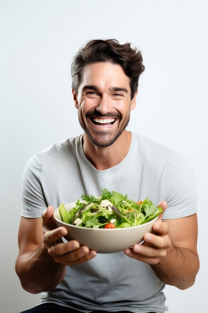 Eating adult salad smile. AI generated Image by rawpixel.