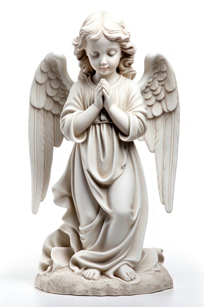 Angel statue white white background. AI generated Image by rawpixel.