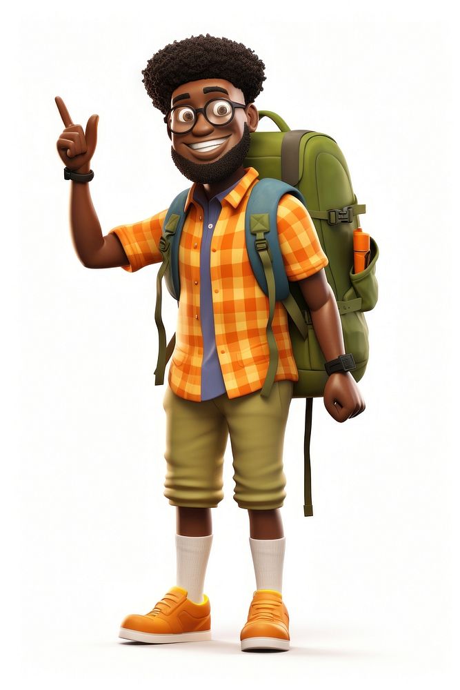 Backpack cartoon white background gesturing. AI generated Image by rawpixel.