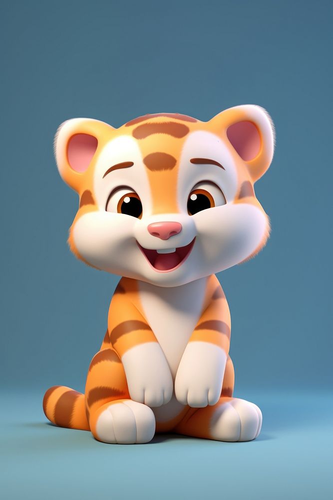 Baby cute tiger figurine cartoon animal. AI generated Image by rawpixel.