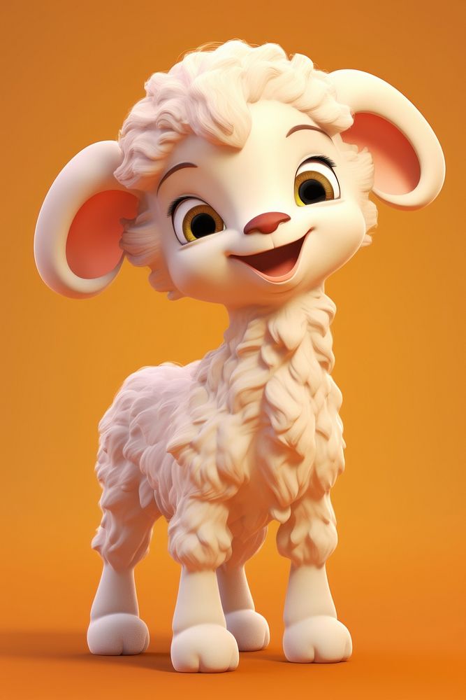 Baby sheep figurine cartoon animal. 