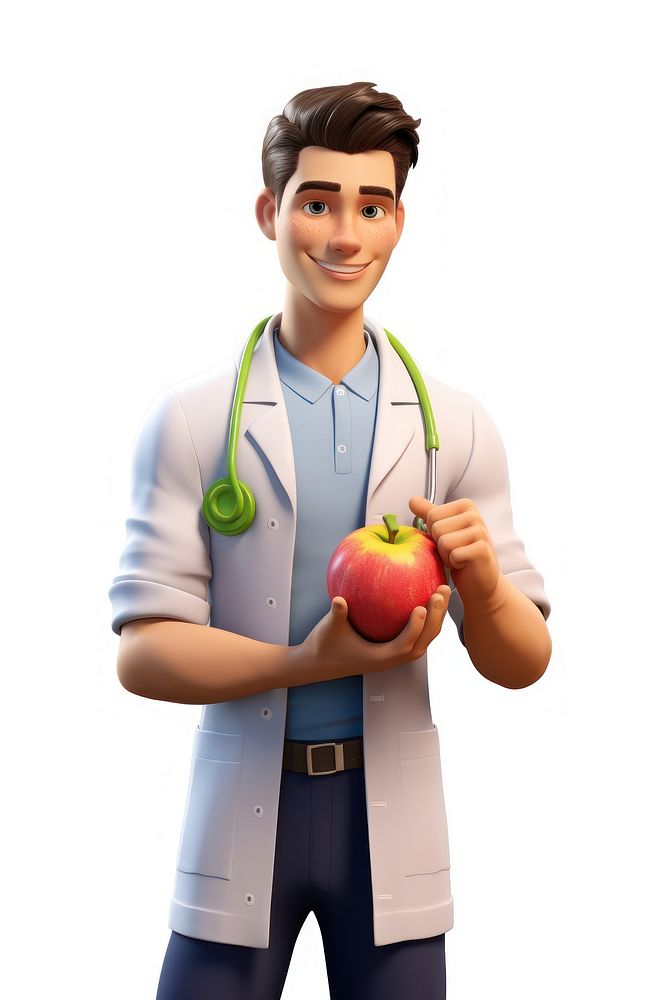 Doctor holding fresh fruit vegetable cartoon doctor. AI generated Image by rawpixel.