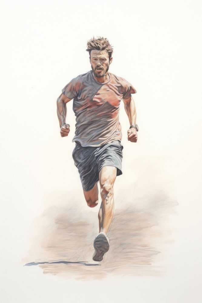 Man running drawing jogging shorts. AI generated Image by rawpixel.