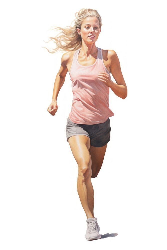 Woman running footwear jogging shorts. AI generated Image by rawpixel.
