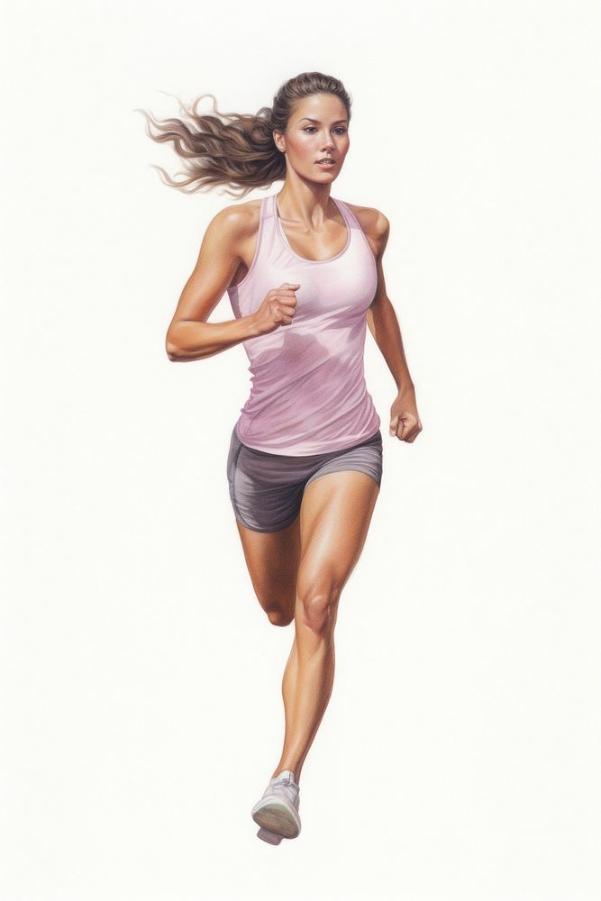 Woman running jogging shorts adult. AI generated Image by rawpixel.