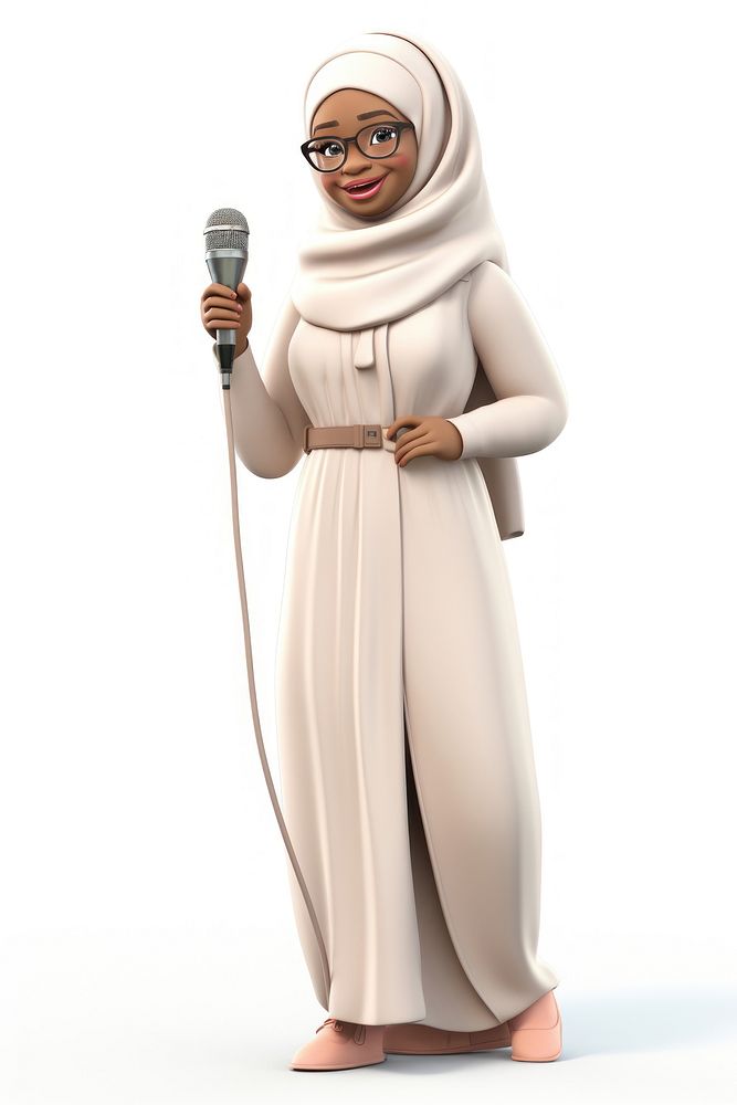 Microphone holding cartoon hijab. AI generated Image by rawpixel.