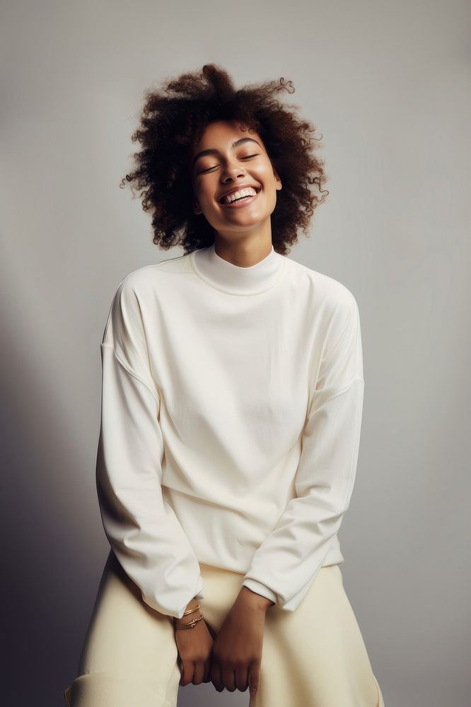 Sweater laughing portrait adult. AI generated Image by rawpixel.