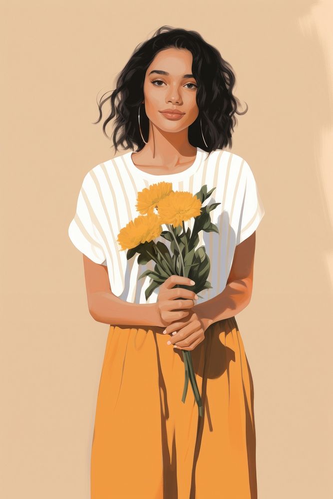 Portrait holding flower sleeve. AI generated Image by rawpixel.
