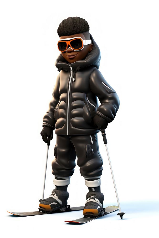 Standing cartoon skiing sports. AI generated Image by rawpixel.