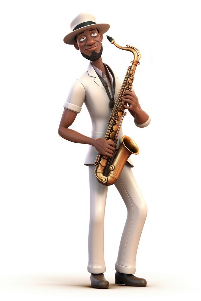 Saxophone musician cartoon adult. AI generated Image by rawpixel.