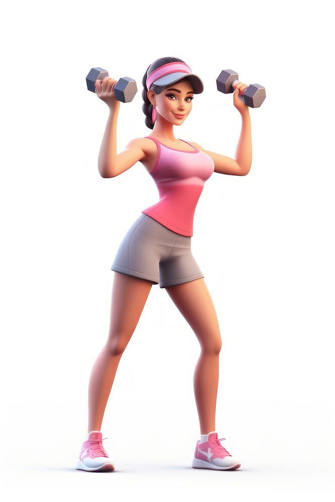 Sports exercising dumbbell cartoon. AI generated Image by rawpixel.