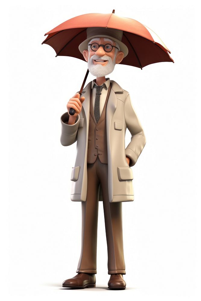 Umbrella cartoon coat white background. AI generated Image by rawpixel.