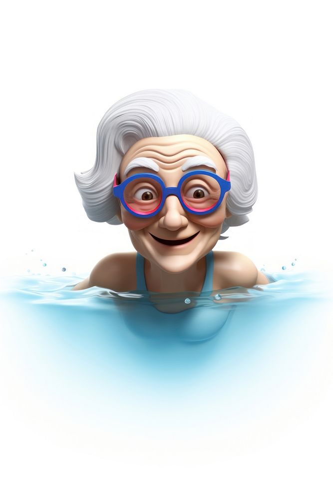 Swimming portrait glasses cartoon. AI generated Image by rawpixel.