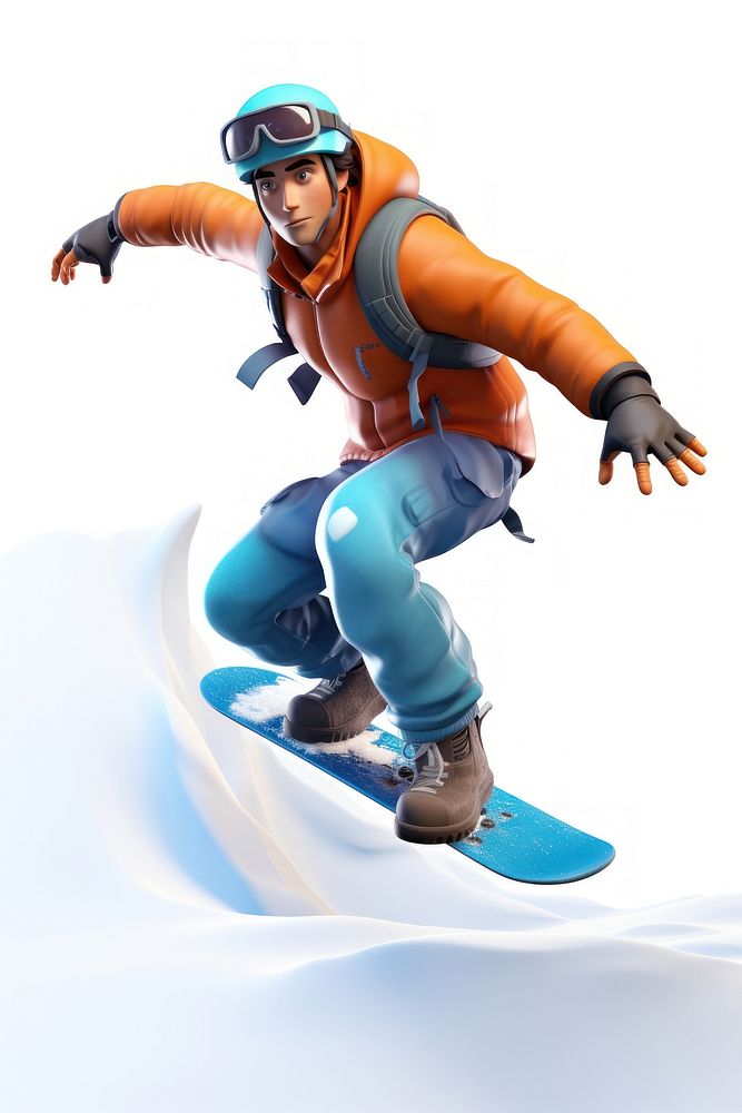Snowboarding adventure sports white background. AI generated Image by rawpixel.