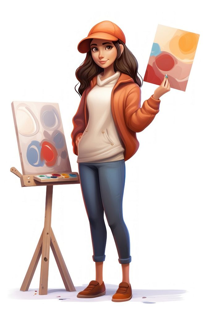 Painter cartoon adult women. AI generated Image by rawpixel.
